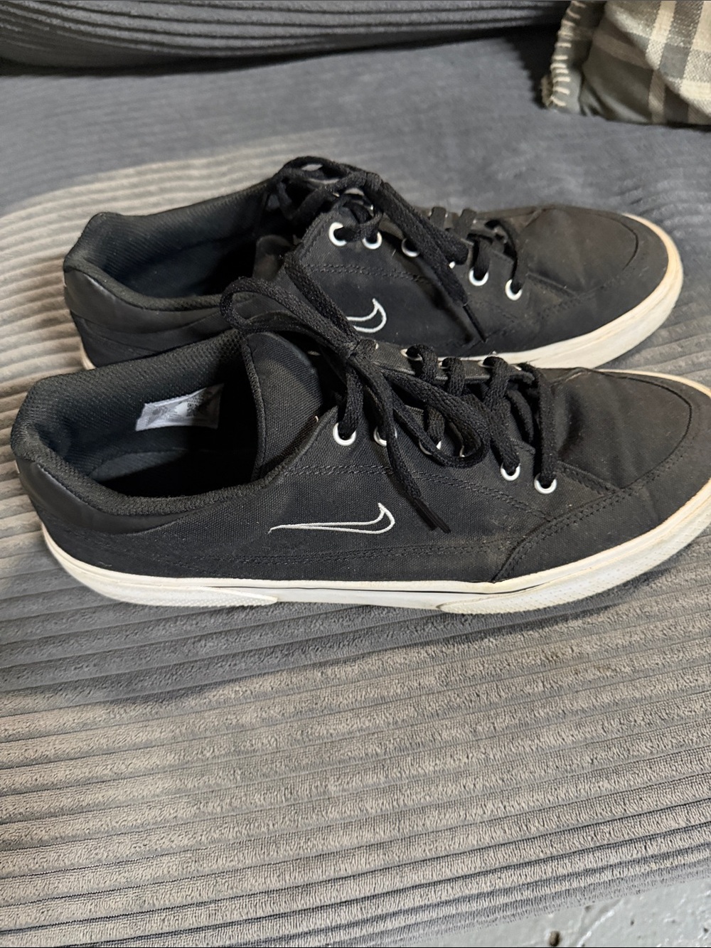 Nike Black Low-Top Skate Sneakers with White Swoosh